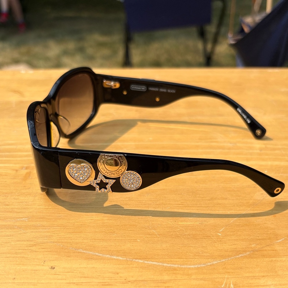Coach Black Sunglasses with Gold Accents - Picture 3 of 6